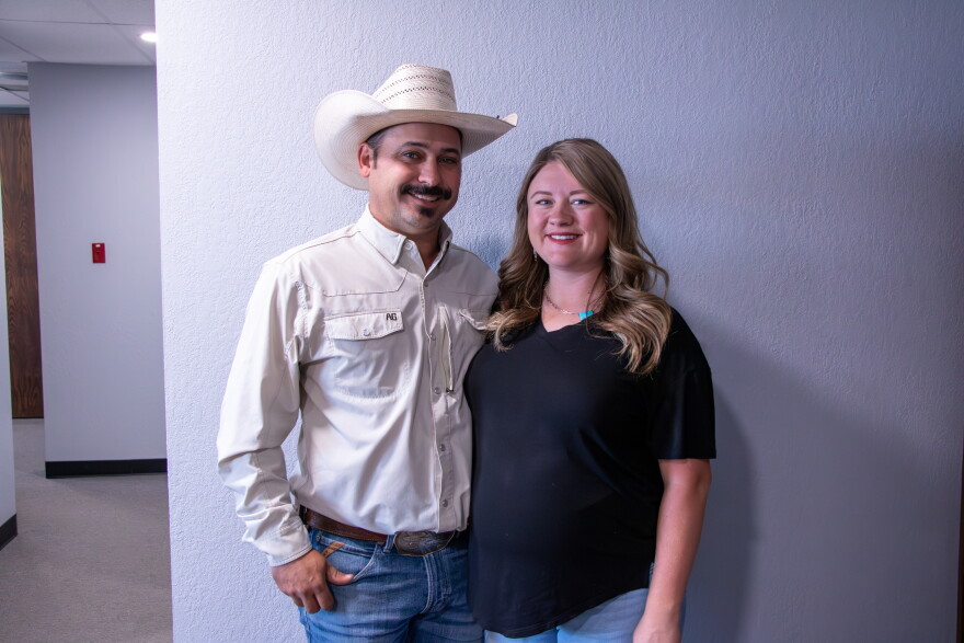 Tyler and Julie Schroeder stand inside a conference room at Newman Memorial Hospital on Aug. 31. Julie gave birth to her daughter the next day at Weatherford Regional Hospital.