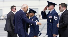 President Joe Biden walks up the steps of Air Force One at Harry Reid International Airport in Las Vegas, Wednesday, July 17, 2024. Biden has tested positive for the coronavirus, according to a speaker at the UnidosUS annual conference broadcast on the White House's YouTube channel. (AP Photo/Susan Walsh)
