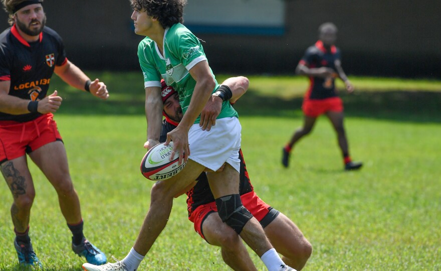 Ty Freas pulls down a South Jersey player.