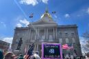 Crowds gathered in front of the State House in Concord to protest the Trump administration as part of the nationwide No Kings movement on March 28, 2026.
