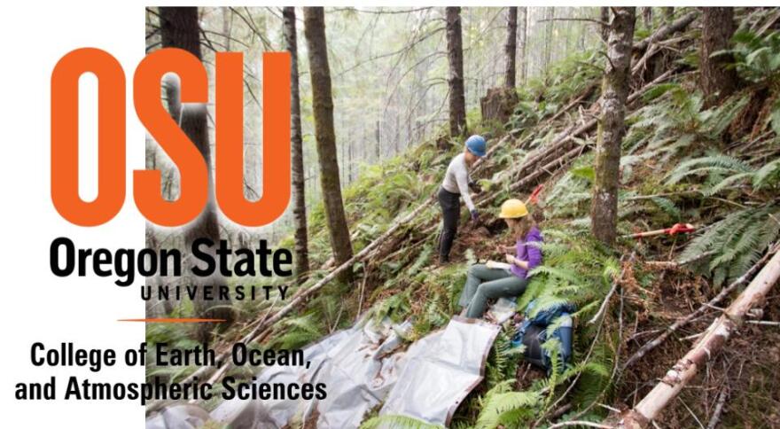 Karla Jarecke, left, and Lauren Roof collect soil samples