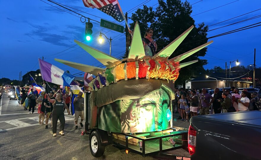 A float designed like the Statue of Liberty in the Pride parade.