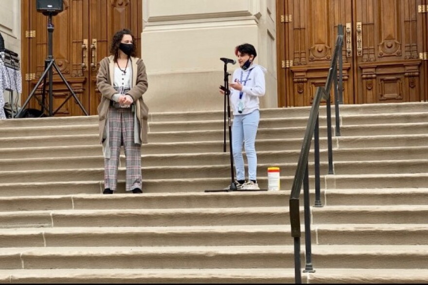 Georgia Squire-Willey is 12-years-old and spoke at the event. She says it is important for young people to know they can take part in social change.