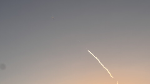 A rocket launch out of Vandenburgh Space Force Base as seen from the Santa Ynez Valley