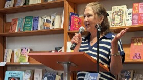 Author Michelle St. Romain speaking about her novel, "Song of Belonging," at Bloomsbury Books in Ashland, Oregon.