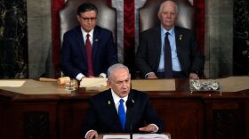 Israeli Prime Minister Benjamin Netanyahu addresses a joint meeting of Congress in the chamber of the House of Representatives at the U.S. Capitol in Washington, DC.