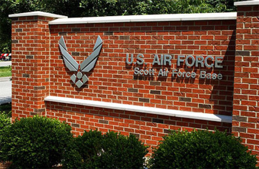 The Belleville Gate entrance to Scott Air Force Base near Belleville, Ill. (via Wikimedia commons) 