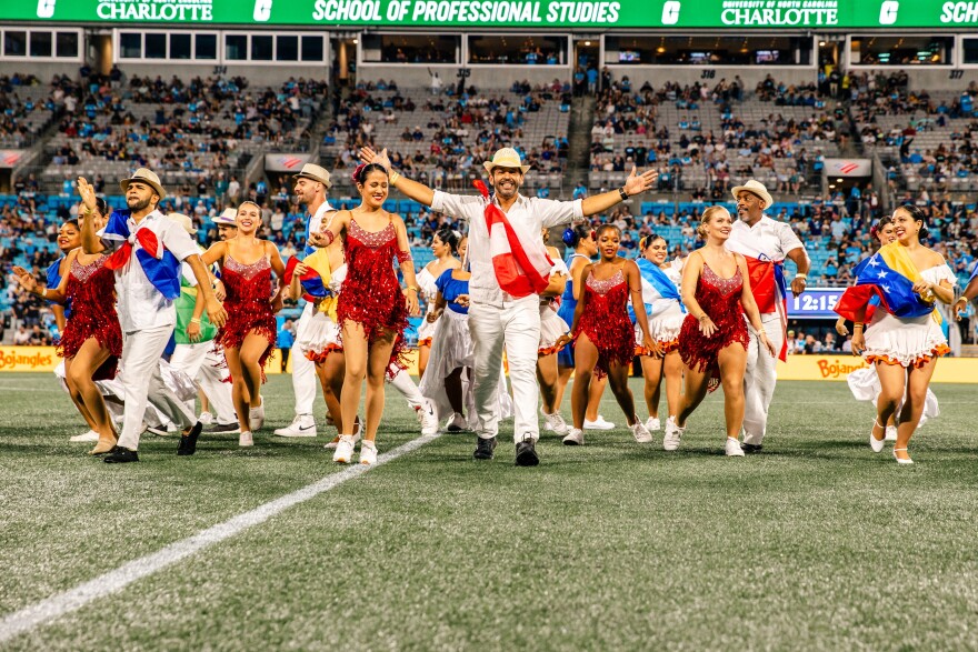 Rumbao Latin Dance Company performed during halftime at the 2023 Por La Cultura Charlotte FC match.