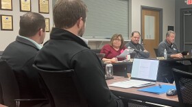 Alderpersons Lili Stevens, Brett Adams and Mike Brownfield listen as City Engineer Dennis Carr answers a question Monday during the Washington City Council's monthly committee of the whole meeting.