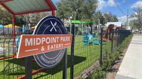 Midpoint Park and Eatery is located in the heart of the Innovation District adjacent to the University of Florida campus and features numerous dining and lounging options. (Michael Hull/WUFT News)