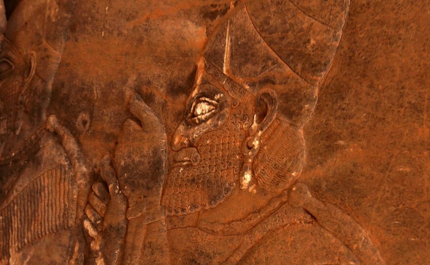 A picture from November 2016 shows a relief at the archaeological site of Nimrud a few days after Iraqi forces retook the ancient city from ISIS.