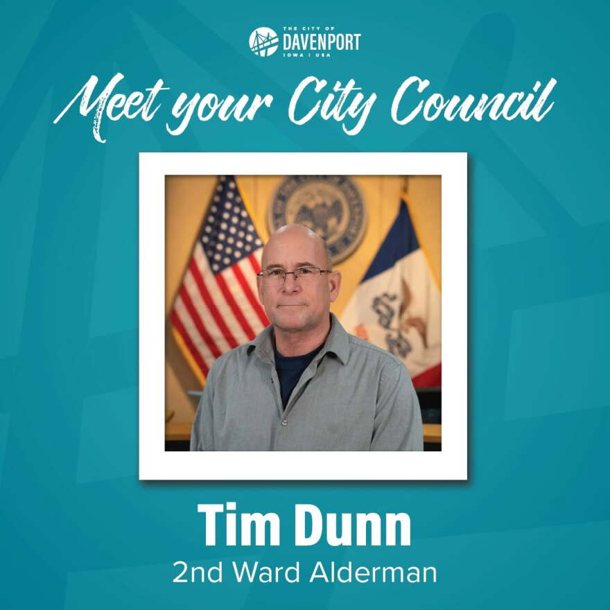 Tim Dunn was first elected to the Davenport council in November 2023, taking office in 2024.