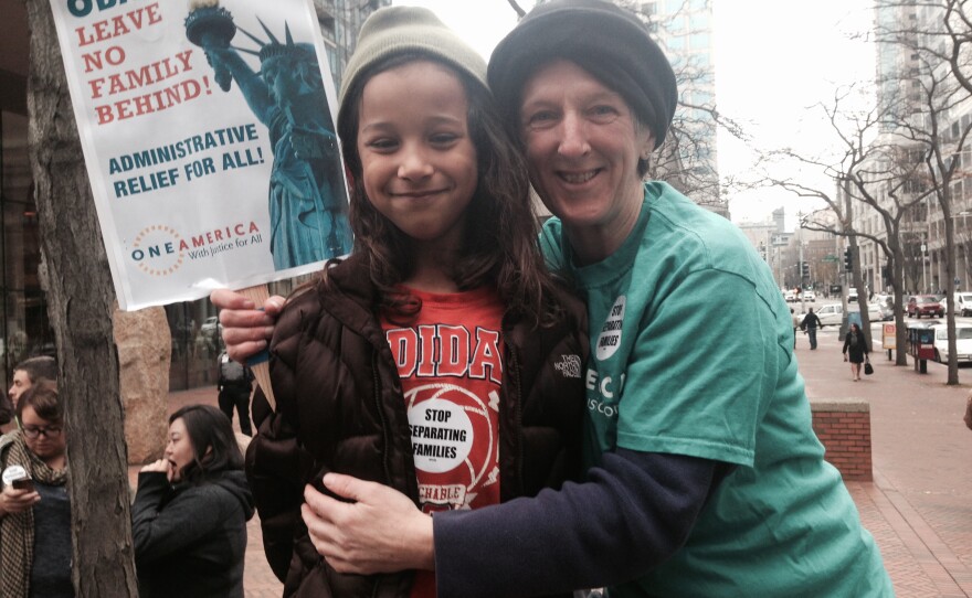 Mary September, a teacher in Edmonds, with her son Soloman, 8.