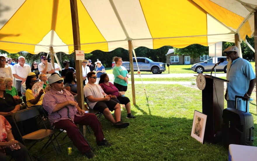Carl Thorpe addressing the crowd during Friday's ceremony.