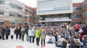 About 300 State College High School students attended a memorial in rememberance of the victims of the Parkland Shooting in conjunction with the National School Walkout. 