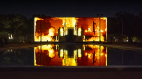 Video of a fire on the exterior of the Gonzales Memorial Museum