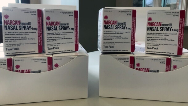 Examples of packaged Narcan, the brand name for naloxone.
