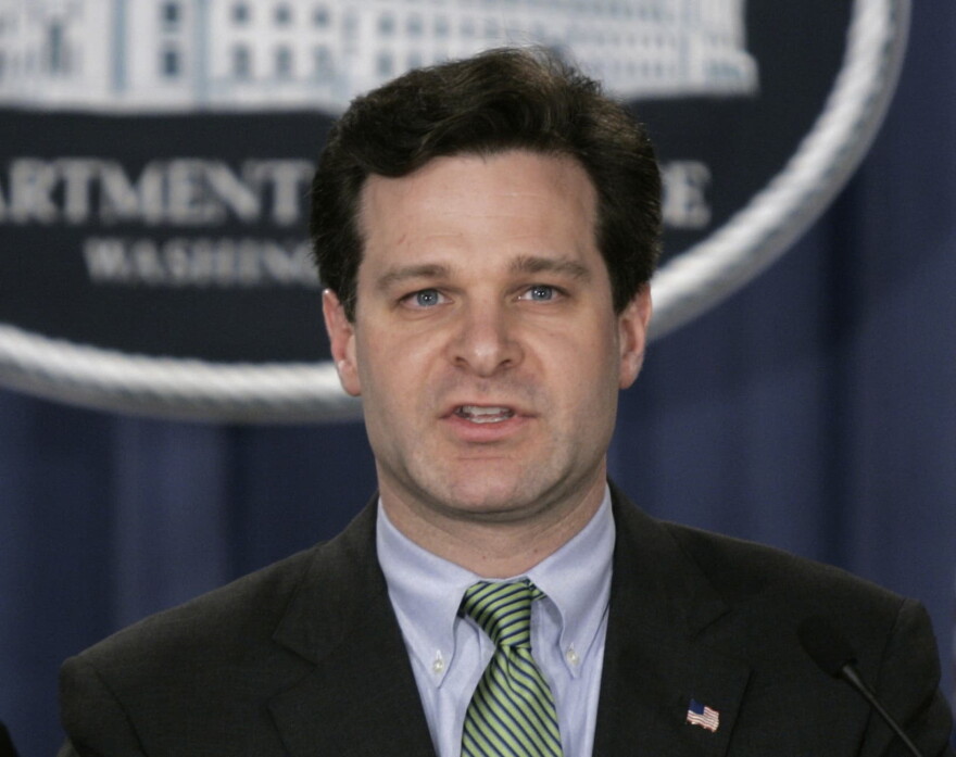 In this Jan. 12, 2005 file photo, Assistant Attorney General, Christopher Wray speaks at a press conference at the Justice Dept. in Washington. President Donald Trump has picked a longtime lawyer and former Justice Department official to be the next FBI director. Trump said on Twitter Wednesday that he will be nominating Christopher Wray, calling him “a man of impeccable credentials.” (Lawrence Jackson/AP)