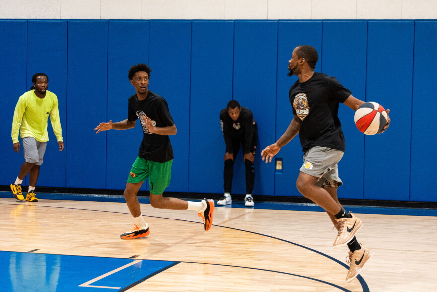 Men's basketball team Rochester Reapers practice October 22, 2026 at the Boys and Girls Club gym. The Reapers are a new woman-owned team that is part of the American Basketball Association (ABA) League.