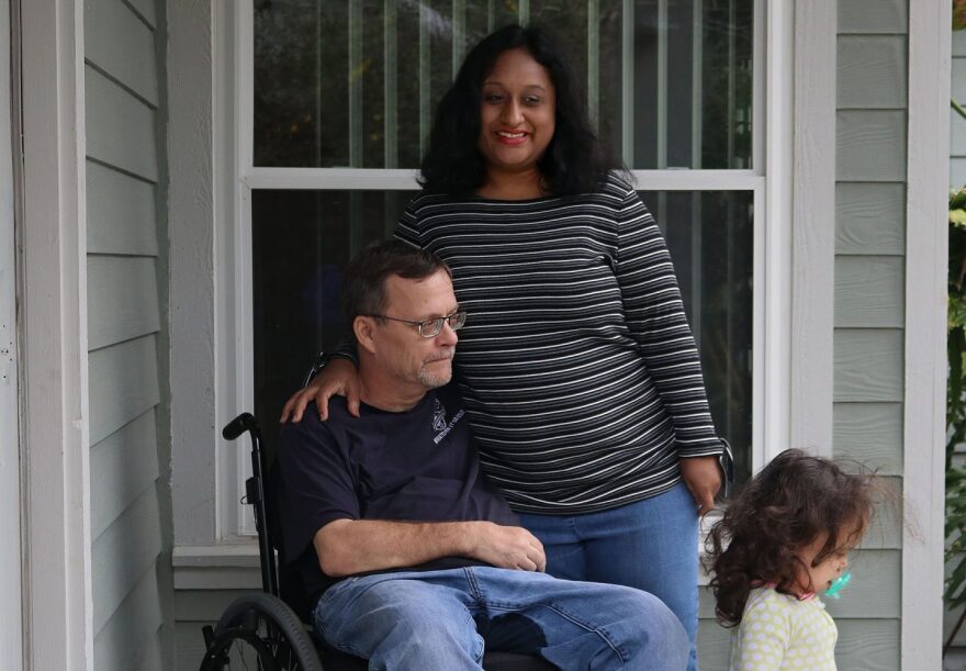 Sonya and Mark met at the Center for Independent Living of North Central Florida in January 2010. They became best friends and dated for about four years. They’ve been married for five years and are expecting a baby boy in August.