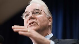 Health and Human Services Secretary Tom Price speaks to the press after President Trump held a meeting with administration officials in Bridgewater, N.J., on Aug. 8, 2017, on the opioid addiction crisis. (Nicholas Kamm/AFP/Getty Images)