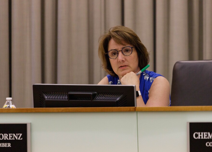 Normal Town Council member Kathleen Lorenz at a previous council meeting.