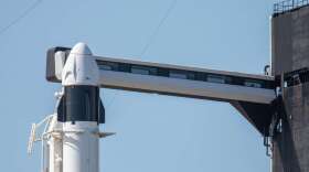 Inspiration4's Crew Dragon capsule stands ready for launch at Kennedy Space Center. Photo: Derek Demeter / WMFE