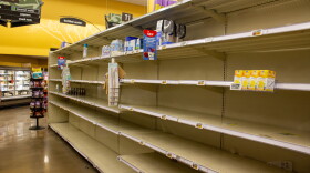 Empty shelves at the Dillons on Douglas and Harry.