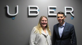 Uber General Manager Brooke Steger and chief adviser David Plouffe at the company's Seattle offices.