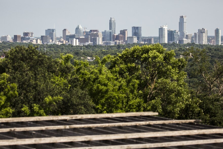 The view of Austin's skyline from Mt. Bonnell in West Austin. 