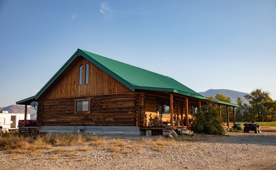 Saddle maker Nancy Martiny lives in a log cabin on the Martiny family cattle ranch in the Pahsimeroi Valley near May, Idaho.