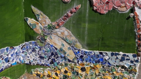 The mosaic was commissioned by Cowan Community Action Group in Letcher County. It is part of their annual Growing Home event which honors the anniversary of the flood of 2022. (Mimi Pickering/Appalshop)