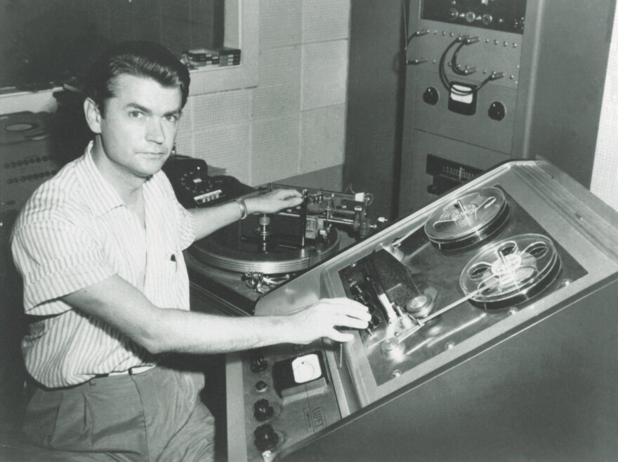 Sam Phillips with a tape recorder.