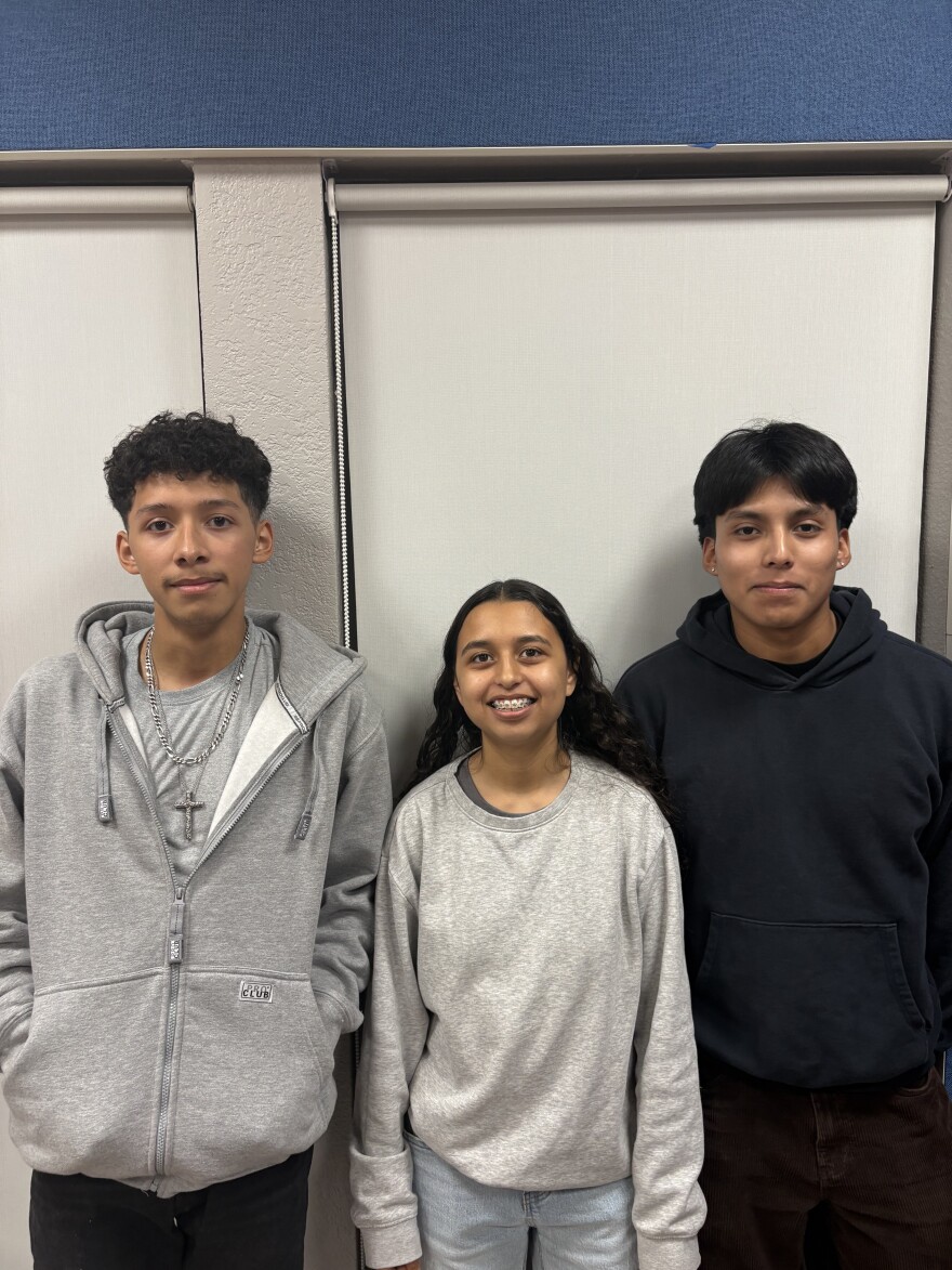 Anthony Llandes (left), Monica Aguila (middle), and Valentin Ortigoza (right), all three were interned in the "Promotoritos" program, photo taken on Tuesday, Dec. 2, 2025. Photo taken by Israel Cardona Hernández.