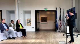 Connecticut Housing Partners CEO Renée Dobos speaks during the launch of Connecticut Housing Partner's workforce housing impact fund, asking local companies and employers to donate to a fund that will create more affordable housing in Fairfield County at the headquarters of floor manufacturer HMTX Industries in Norwalk, Connecticut June 6th, 2024.