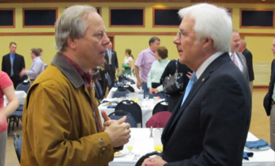 U.S. Congressman Ed Whitfield visits Murray Mayor Bill Wells during a trip through the region today.
