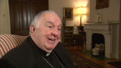 FILE - Springfield Bishop Emeritus Timothy McDonnell, taking part in a 2014 on the program "REAL TO REEL." McDonnell died at 88 on Wednesday, March 4, 2026, following a battle with cancer.