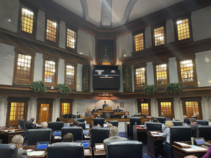 Legislators meet at the Indiana Statehouse in Indianapolis, Feb. 7, 2023. Indiana's initial estimate for Medicaid expenses is nearly $1 billion short of its now-predicted need, state lawmakers learned in a report that ignited concern over the state's budget and access to the low-income healthcare program.