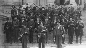 Armed Republicans on the steps of the state Capitol during the legislative war of 1893.