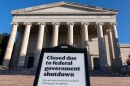 A sign that reads "Closed due to federal government shutdown," is seen outside of the National Gallery of Art in Washington, Oct. 6, 2025.