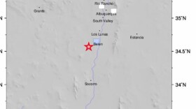 A map shows the location of a magnitude 3.1 earthquake near Belen on Tuesday, Aug. 18, 2026.