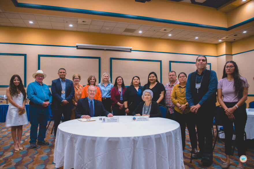 Officials with the Colorado River Indian Tribes and the Central Arizona Water Conservation District met recently for a formal signing ceremony after both sids