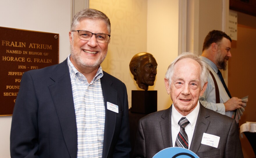 RADIO IQ News Director David Seidel (left) stands next to our very first engineer, Wayne Michie, who helped start WVTF in 1973 with the call letters WVWR.