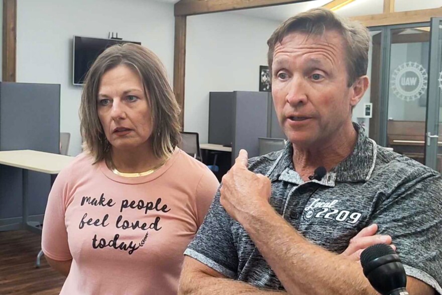 UAW Local 2209 President Holli Murphy (left) and Local Bargaining Chairman Rich LeTourneau (right) said union workers at GM's Fort Wayne assembly plant are ready for a potential strike.