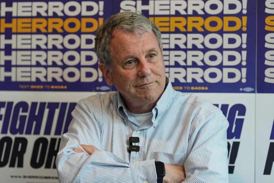 Democratic Ohio Senate candidate Sherrod Brown, a former three-term U.S. senator, waits to be introduced at a campaign event in Akron, Ohio, Thursday, July 16, 2026. (AP Photo/Sue Ogrocki)