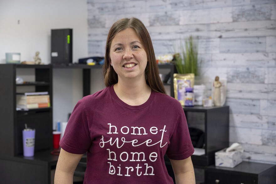 Bethany Gates, a certified professional midwife, at her office in Vinton, Iowa. She is one of around a dozen of these midwives who specialize in home birth in Iowa. Iowa is one of 13 states that doesn’t license or regulate certified professional midwives.