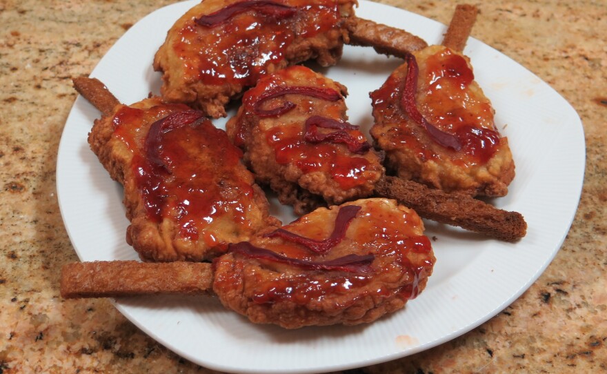 Among the family recipes handed down to Milgrom is chuletas, the Spanish word for pork chops. Made from bread and milk, the dish is basically French toast that's been fried in the shape of a pork chop and dressed up with tomato jam and pimentos. Crypto-Jews would have eaten it so that their Catholic neighbors and employees would not suspect they still kept their faith in secret.