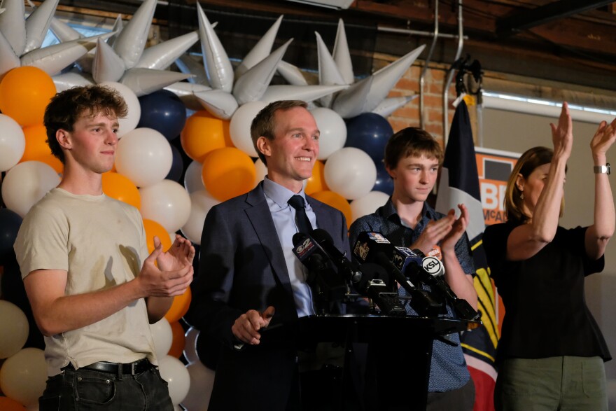 Democratic candidate Ben McAdams delivers his victory speech after securing the party’s nomination for Utah’s left-leaning 1st Congressional District on June 23, 2026.