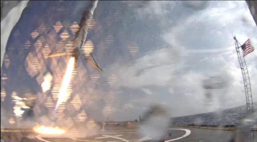 The rocket hit the target, but came down with too much force causing it to tip over. Photo: Elon Musk, SpaceX