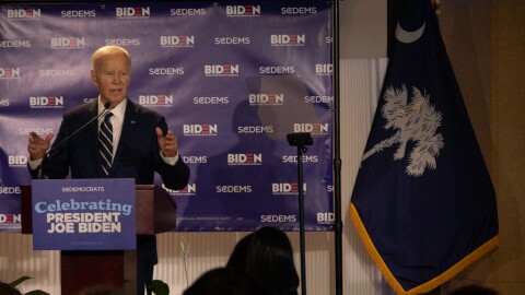 Former President 83-year-old Joe Biden speaks in Columbia Friday, Feb. 27. He made a public appearance with the South Carolina Democratic Party